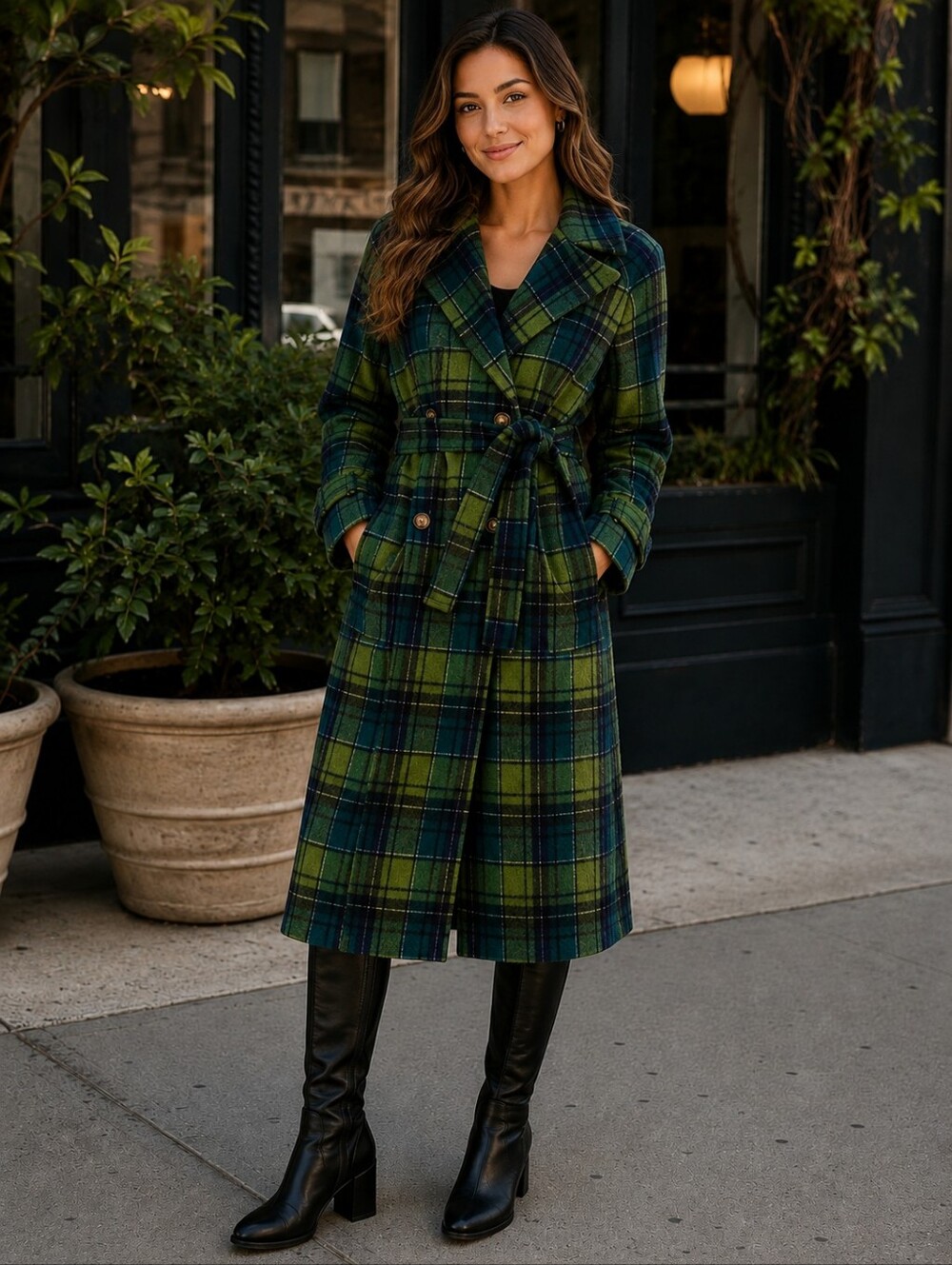 Ann Taylor Plaid Trench Coat XS